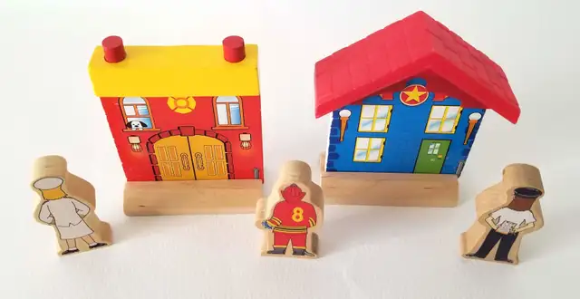 Vintage Imaginarium Wooden Wood Police Fire Engine Building Toys in Toys & Games in Markham / York Region - Image 10