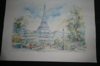 Gravures de Paris,France: tour Eiffel, Mont-St-Michel,