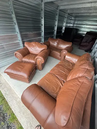 Brown Leather Couch Set DELIVERY AVAILABLE , View more