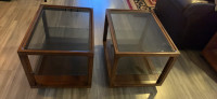 Tempered glass top and bottom shelf in a wooden frame end tables