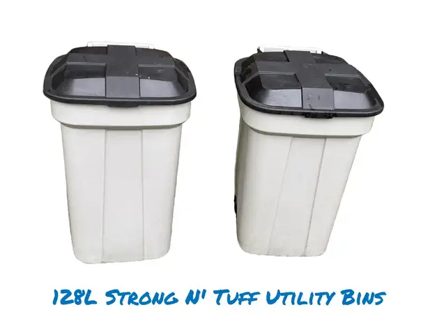 Pair of Clean 128L "Strong N' Tuff" Utility Bins