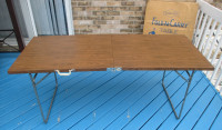 Vintage 6' Tin Bi-Fold Eaton Haddon Hall Fold-N-Carry Table