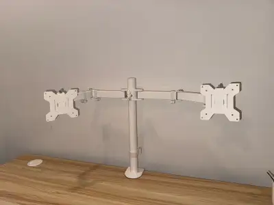 White Dual Monitor Stand (Desk Mount) [OG price $68], View more