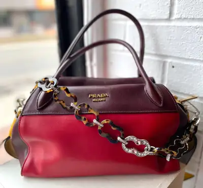 Prada - Leather Ribbon City Bowling Bag + Extra Strap, View more