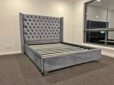 New Grey high headboard bed frame for sale, View more