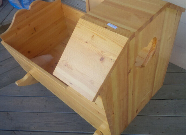 Older Hand-Made Baby Cradle, Pine, See Pictures in Arts & Collectibles in Stratford - Image 2