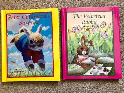 Two hardcover bunny books, vintage, never read. Peter Cottontail’s Surprise, 1985. The Velveteen Rab...