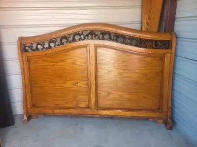solid oak king sized bedframe and box springs, View more