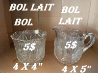 Bol a lait & bol en verre VINTAGE