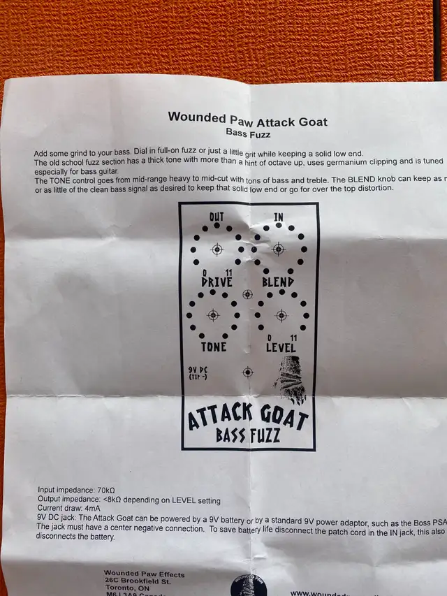 Wounded Paw Audio Attack Goat Bass Super Fuzz.Effects Pedal in Amps & Pedals in Ottawa - Image 8