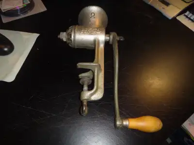 Vintage Antique Universal # 2 Cast Iron Table Mount Meat Grinder, View more