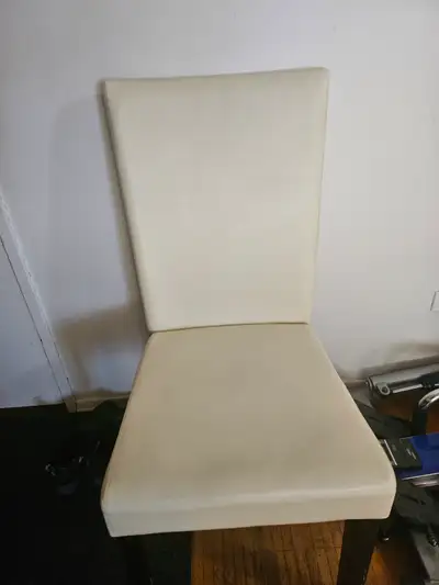 2 leather chairs  beige    $20.00 each ...  very good  condition, View more