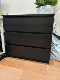 3-Drawer black Malm dresser