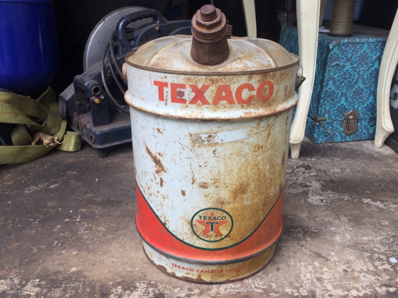 Large Texaco oil can vintage rare petroliana automobilia Arts