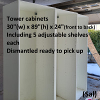 Tower Cabinet - White, Composite Wood, White, 30(w) x 89 (6)