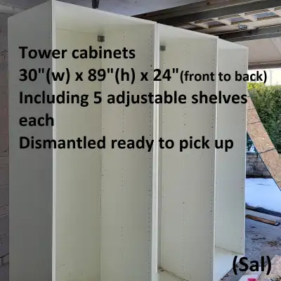 Tower Cabinet - White, Composite Wood, White, 30(w) x 89 (6), View more