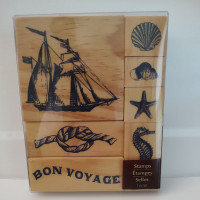 Recollections BON VOYAGE SEA SHIP SHELLS 7 pc Rubber Ink Stamps