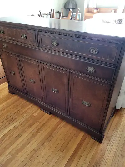 Early 1950’s solid wood dining room set, View more