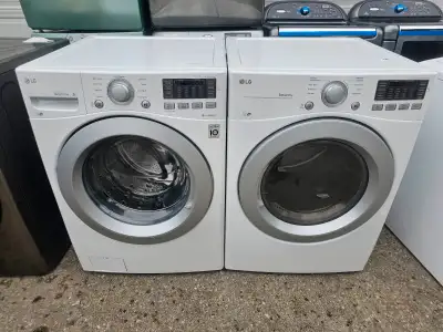 LIKE NEW LG 27" White Front-Load Stackable Washer Electric Dryer, View more