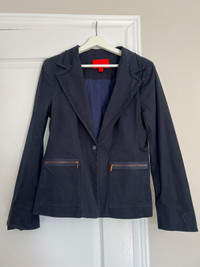 Zac Posen New York Navy Blue Blazer with Copper Zippers Size 14