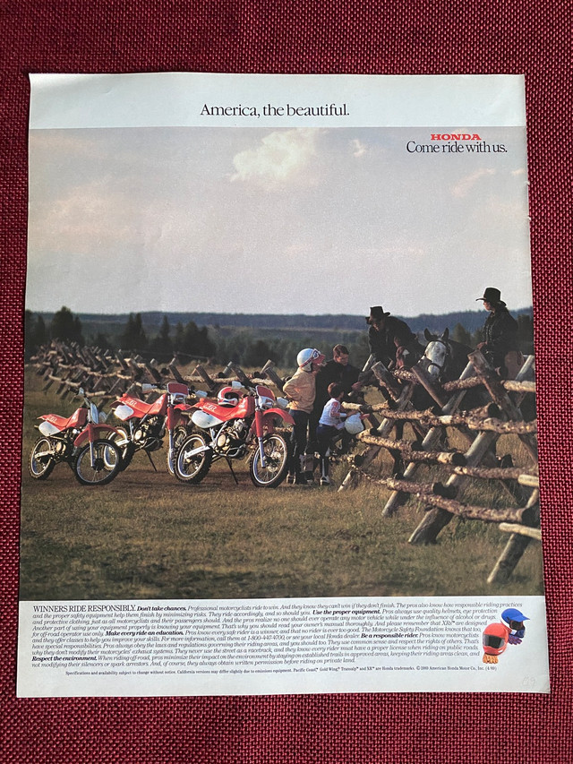 1989 Honda XR Motocross Original Ad in Arts & Collectibles in North Bay
