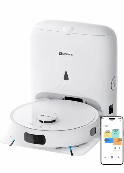 V5 Robot Vacuum and Mop, Self-Emptying Robotic Vacuum Cleaner, 8500Pa Suction, Pet Hair Tangle Cutte...