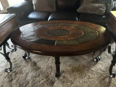 solid coffee table with 2 end tables , View more