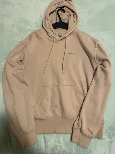 H&M pink smile pull over hoodie - XS, View more