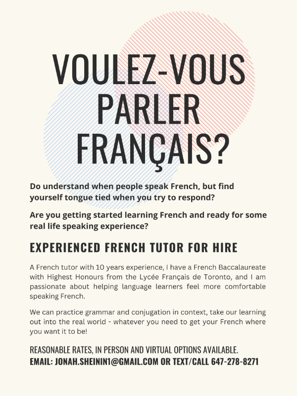 Experienced French Tutor for Hire! in Classes & Lessons in City of Halifax