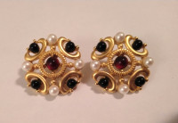 Vintage Matte Gold MONET Signed Earrings