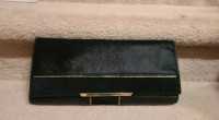 VINCE CAMUTO Soft Black Leather Animal Fur Clutch - BRAND NEW!
