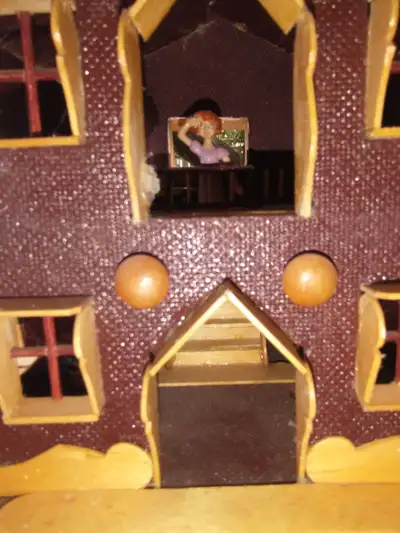 Miniature Dollhouse w/ Staircase, Vintage Sport Car & Toy  Doll, View more