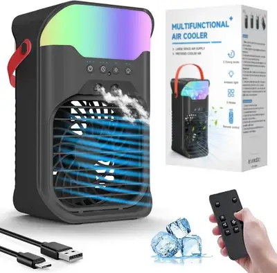 Portable Air Conditioner Cooling Fan, Quiet with 3 Speeds & 2 Mist, Evaporative Personal Air Cooler,...