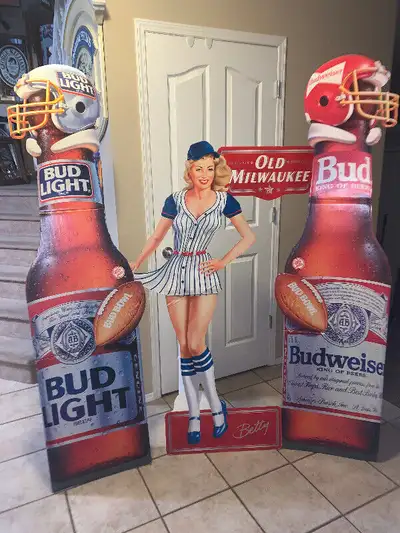 2Huge Budweiser n Bud Light Pair NFL beer bar advert, View more