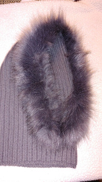 Faux Fur-Trim Hooded Scarf..PRICE DROP
