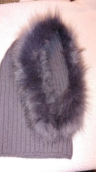 Faux Fur-Trim Hooded Scarf..PRICE DROP, View more