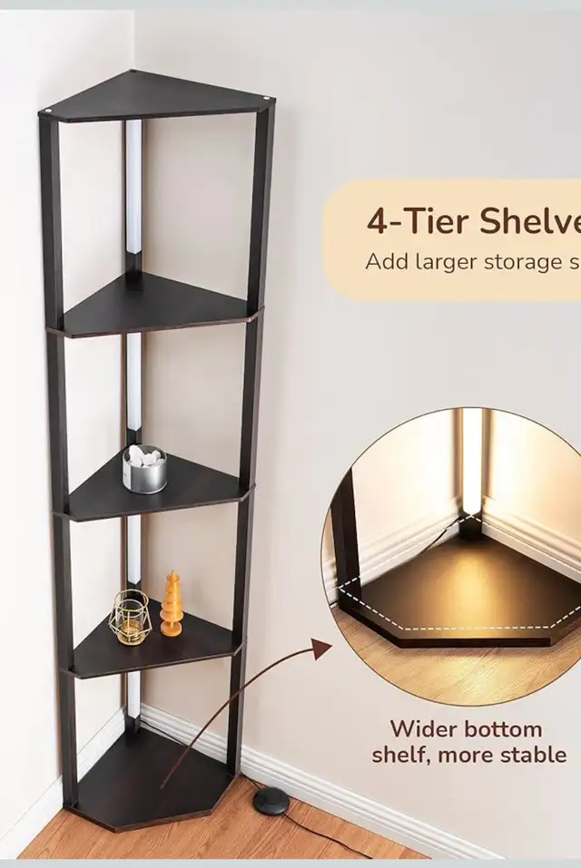 Modern LED Corner Floor Lamp with 4-Tier Shelves in Indoor Lighting & Fans in Oshawa / Durham Region - Image 5