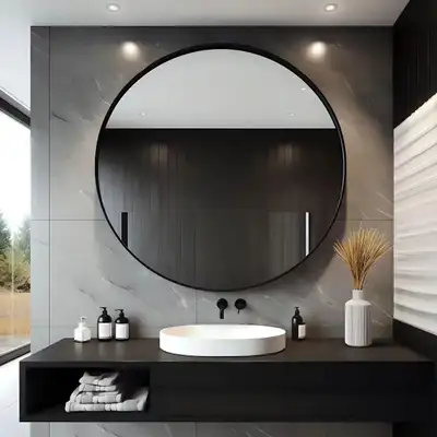 USHOWER 30” Round Wall Mirror – Black Frame, View more