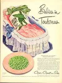 1948 full-page magazine ad for Green Giant peas