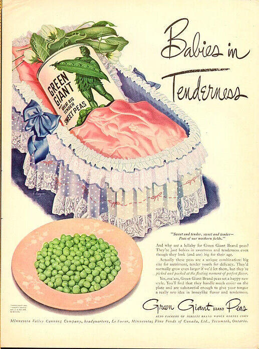 1948 full-page magazine ad for Green Giant peas in Arts & Collectibles in Dartmouth