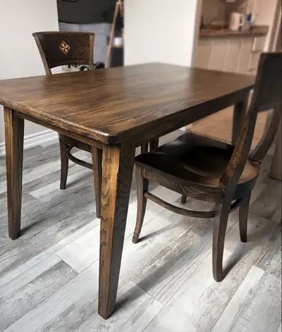 Handmade Solid Wood Dining Table with 2 Chairs, View more