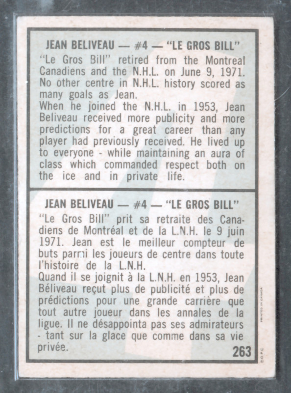 71-72 O Pee Chee Jean Beliveau Montreal Canadiens in Arts & Collectibles in Ottawa - Image 2