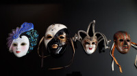 4 Decorative Wall Masks  one is metal 2 made in Italy one signed