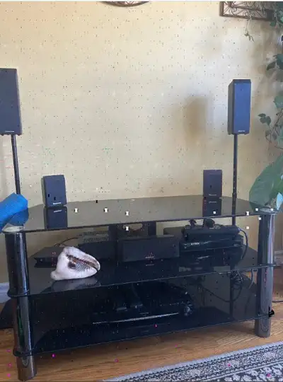 Black glass TV stand, View more