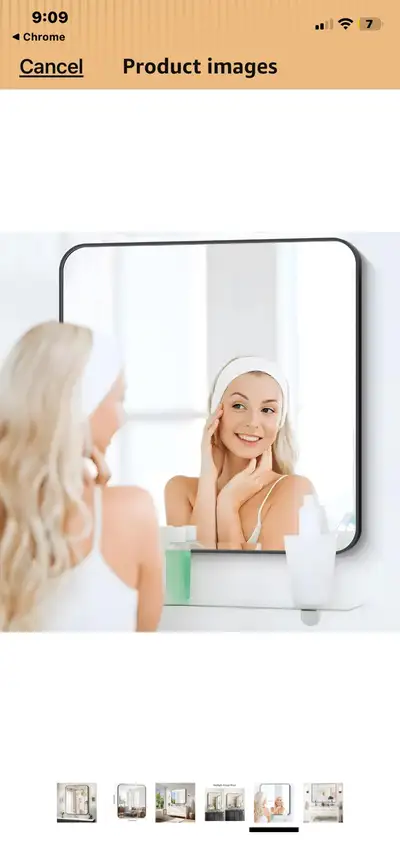COFENY® Rounded Mirror - 30” x 36” - Black, View more
