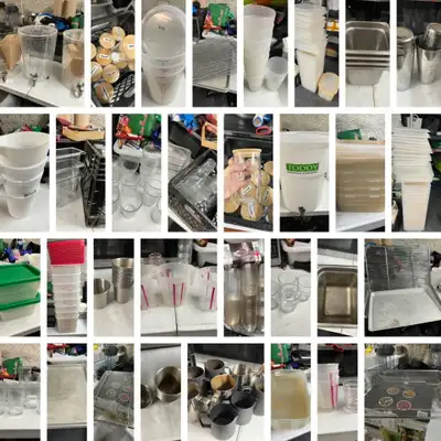 Complete commercial kitchen smallwares lot, ideal for cafés, bubble tea shops, bakeries, restaurants...