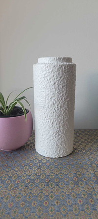 West German Pottery Fat Lava Textured White Vase