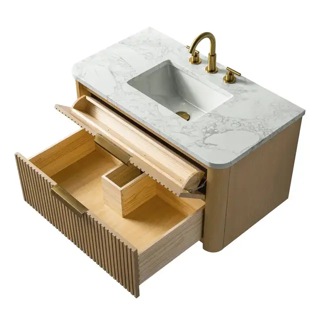 36”W Fluted Wall-Mounted Bathroom Vanity – BOXED NEW in Cabinets & Countertops in Oakville / Halton Region - Image 5