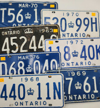 1960s to 1970s Metal Ontario License Plates Sets and Singles