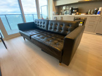 Black leather ikea sofa 